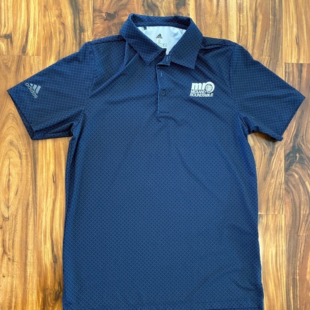 Adidas Mens Navy Blue Micro Dot Golf Polo Shirt Midland Roundtable Small